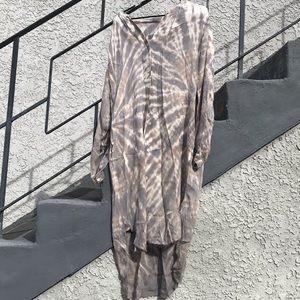 RAQUEL ALLEGRA Silk Buttondown Tie-Dye Dress